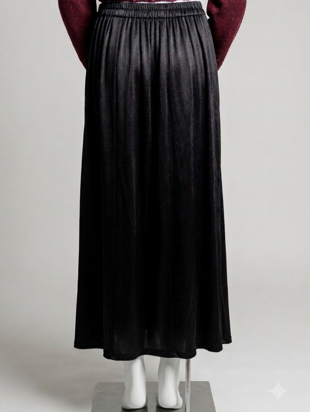 Vintage Cherry Stix Black Rayon Maxi Skirt 90s - Picture 2 of 5